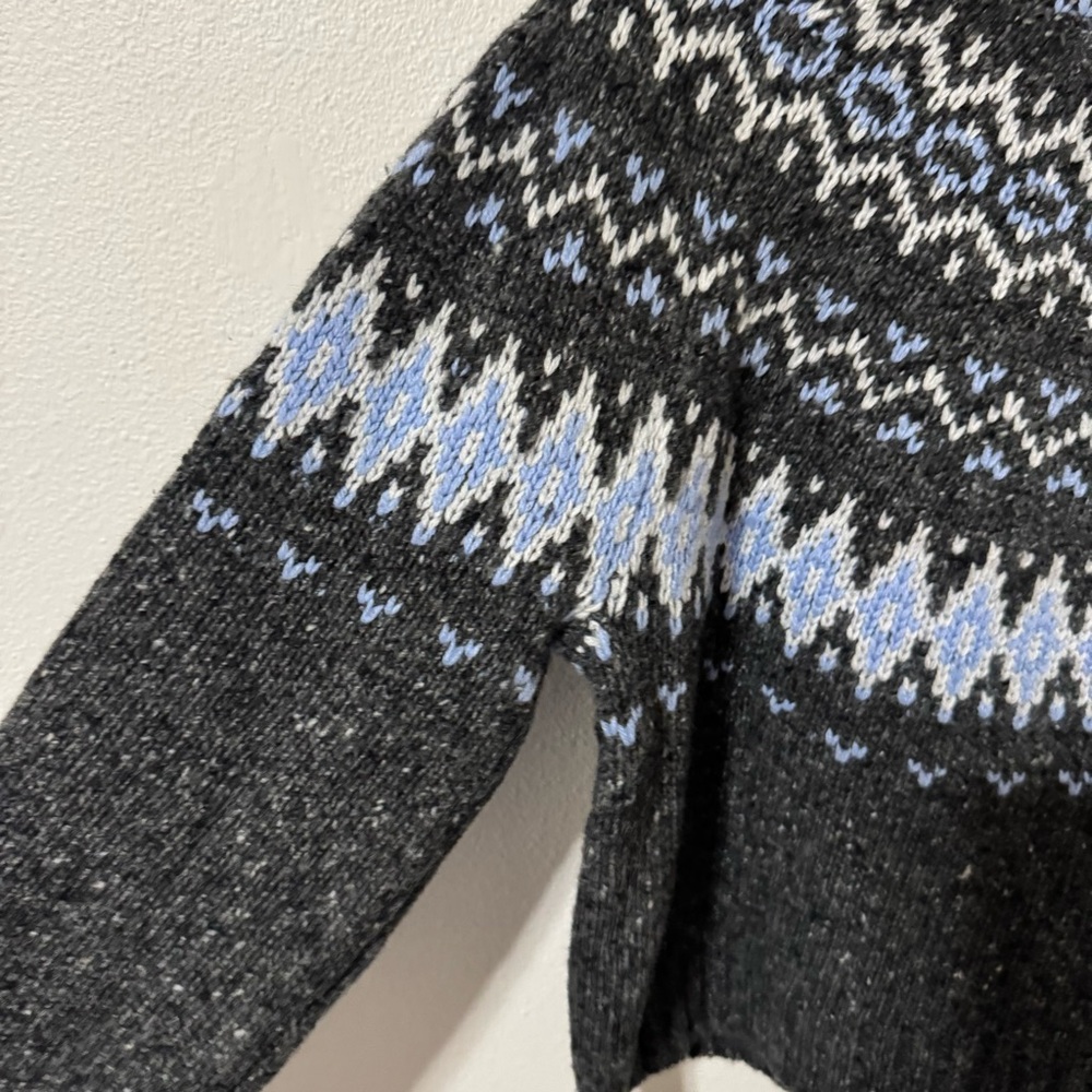 J Crew Fair Isle Wide-Mockneck Sweater Gray Merino Wool Nordic Fair Isle 2024-XS - Picture 4 of 9